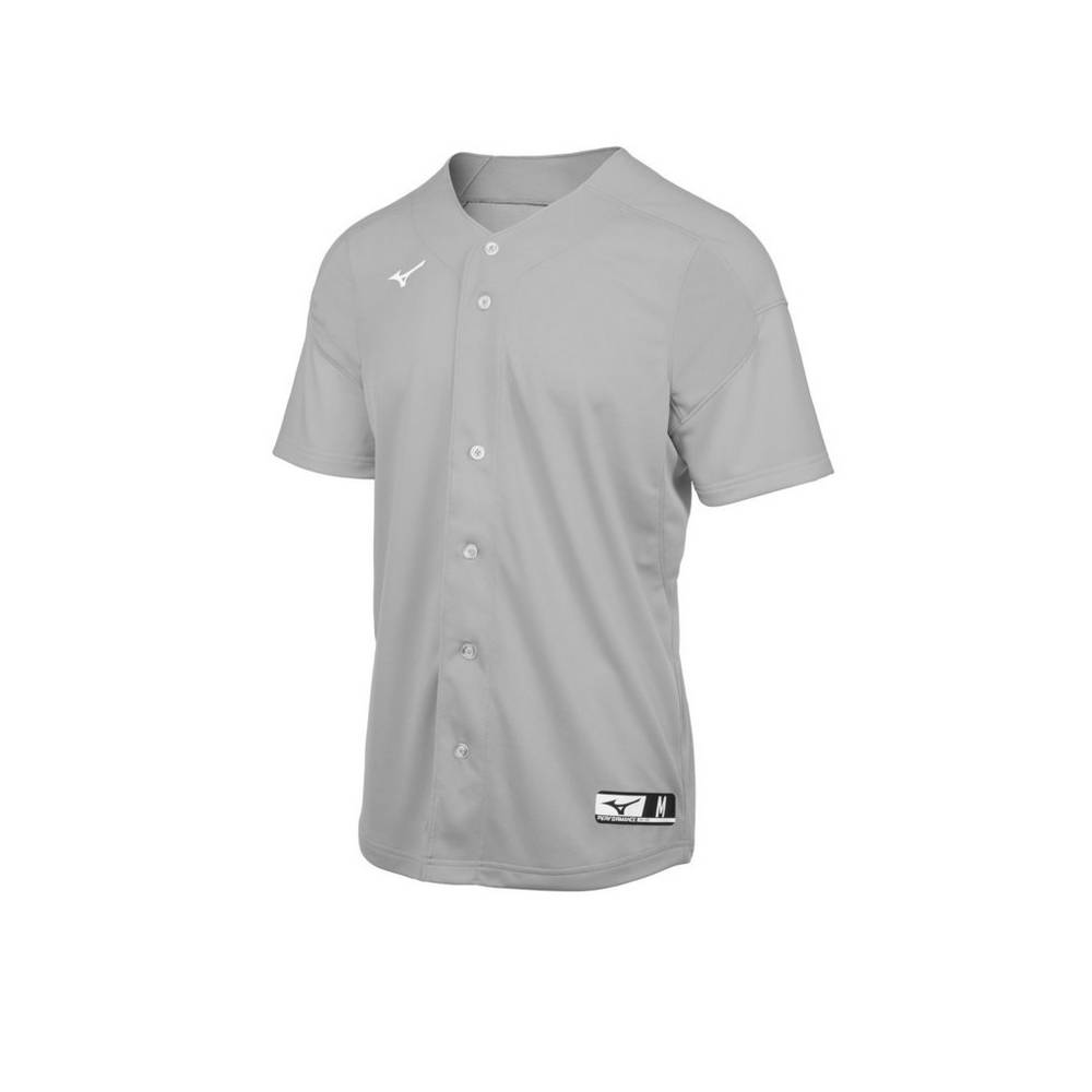 Mens Mizuno Aerolite Full Button Baseball Jersey Grey Philippines (EKRWFT485)